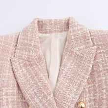 Load image into Gallery viewer, Textured Tweed Double Breast Midi Blazer
