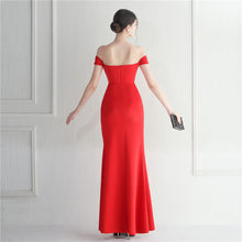 Load image into Gallery viewer, Off Shoulder High Slit Nightclub Wedding Banquet Evening Dress
