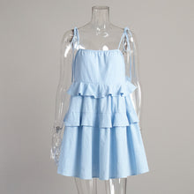 画像をギャラリービューアに読み込む, Spaghetti Tie Bow Backless Flared Mini Tiered Dress

