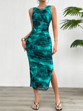 Load image into Gallery viewer, Sleeveless Printed Mesh Bodycon Midi Dress
