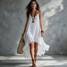Load image into Gallery viewer, 2026 New Boho Slip Dress for Women U Neck Solid Color Flowy Casual Vacation Dress Lazy Relaxed Beach Dress
