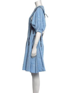 Striped Puff Sleeve Flare Dress