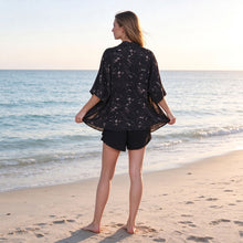 Carica l'immagine nel visualizzatore di Gallery, Copricostume da spiaggia kimono con maniche a tre quarti, tinta unita e stampa tie-dye
