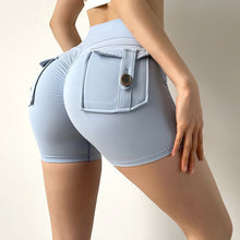 Load image into Gallery viewer, Woman Gym Shorts Active Yoga Hip Push Up Pockets High Waist Quick Dry Shorts
