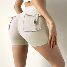 Load image into Gallery viewer, Woman Gym Shorts Active Yoga Hip Push Up Pockets High Waist Quick Dry Shorts
