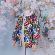 Load image into Gallery viewer, Kid&#39;s Cartoon Zip Up Hoodie Allover Print Kangaroo Pocket Super Soft Thick Fleece Hoodie
