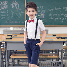 画像をギャラリービューアに読み込む, 子供の日パフォーマンススーツ ジュニア小学校制服 女の子 男の子 サスペンダー ズボン スカート セット
