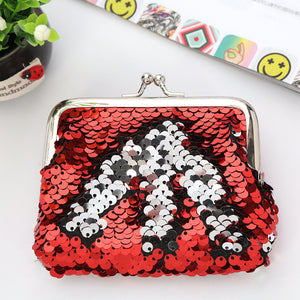 Kids 3 Inch Sequin Clip Change Earphone USB Cable Storage Mini Bag