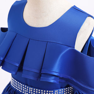 120-170cm 子供用ファンシードレス 女の子用 サテン プリンセスドレス ロング バンケット イブニング パフォーマンスドレス