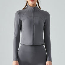 Load image into Gallery viewer, Women Autumn Winter Furry Gym Long Sleeve Zip Up Fitness Skinny Yoga Sports Jackets
