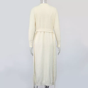 Ladies Autumn Winter Homewear Fashion Furry Sashes Three-piece Set Lounge Wear Bath Night Robe