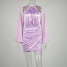 Load image into Gallery viewer, Hot Sale Sexy Backless Lantern Sleeve Ruched Bodycon Casual Dress
