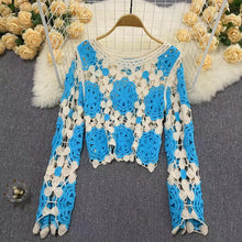 Load image into Gallery viewer, Oversized Crochet Long Sleeve Knit Top

