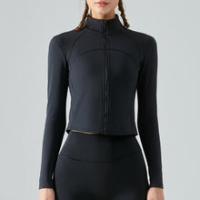 Load image into Gallery viewer, Women Autumn Winter Furry Gym Long Sleeve Zip Up Fitness Skinny Yoga Sports Jackets
