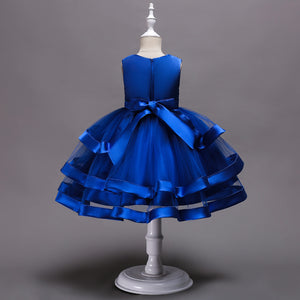 100-150cm Multi-layer Organza Puffy Flower Girl Dress Party Performance Fancy Dress