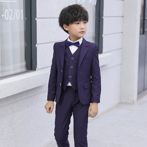 Kids Tuxedo Suits Flower Boys Presenter Junior Suit 4-piece Set