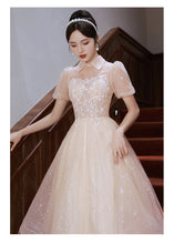 Load image into Gallery viewer, Champagne Birthday Party Engagement Performance Tulle Puffy Evening Dress
