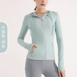 女性用フード付きランニングジムヨガフィットネスジャケット
