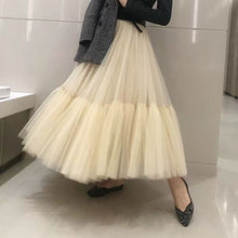画像をギャラリービューアに読み込む, ハイウエスト Aライン ロング ビッグフレア パフィーチュールスカート
