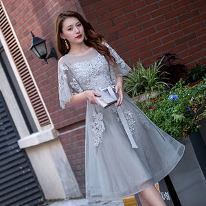 Elegant Half Sleeve Slim Banquet Evening Dress