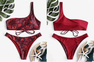 Fashion Latest Ladies Snake Print Reverable Sexy Bikinis Woman Swimwear 2 Pieces Swimsuit Bikini