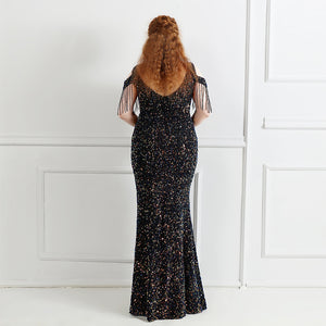 3XL/4XL Long Sequin Plus Size Performance Banquet Evening Dress