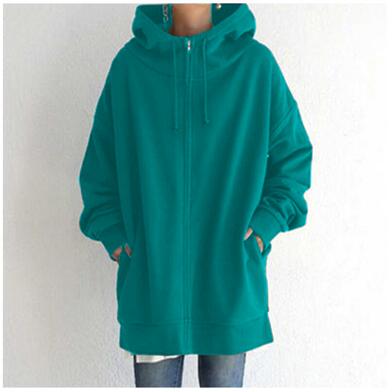2022 Women's Autumn Winter Streetwear Zip Up Long Oversized Fleece Hoo –  Jasmine Wei Factory Shop