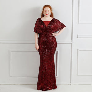 XXXL/XXXXL ロング スパンコール スーパープラスサイズ パフォーマンス バンケット イブニング ドレス