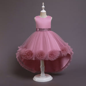 100-150cm Children Event Dresses Princess Train Flower Girl Dress Piano Performance Puffy Dress