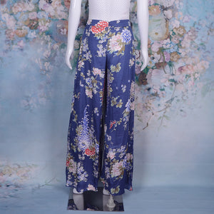 Ladies Floral Leopard Printed Wide Leg Casual Trousers Beachwear Pants