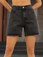 Carica l&#39;immagine nel visualizzatore di Gallery, Pantaloncini in denim slim a vita alta e larghi casual
