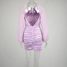 Load image into Gallery viewer, Hot Sale Sexy Backless Lantern Sleeve Ruched Bodycon Casual Dress
