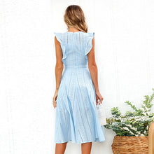 Load image into Gallery viewer, Fashion Frilled Zipper Asymmetrical Round Neck Lace Casual Dress
