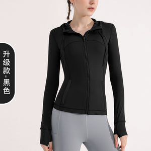 女性用フード付きランニングジムヨガフィットネスジャケット