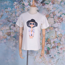 Load image into Gallery viewer, Woman Cute Cotton Modal Cartoon Graphics Print T shirt
