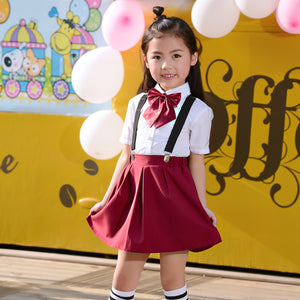 子供の日パフォーマンススーツ ジュニア小学校制服 女の子 男の子 サスペンダー ズボン スカート セット