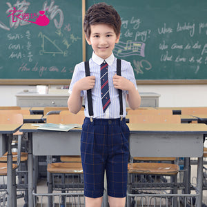 子供の日パフォーマンススーツ ジュニア小学校制服 女の子 男の子 サスペンダー ズボン スカート セット