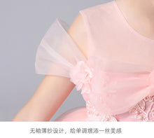 Load image into Gallery viewer, 110-160cm Girls Princess Puffy Dress Tulle Wedding Flower Girl Dress Junior Fancy Performance Dress
