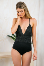 Load image into Gallery viewer, Fashion thong black lace bodysuit
