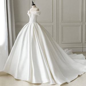 Off Shoulder Bridal Big Train French Style Wedding Dress