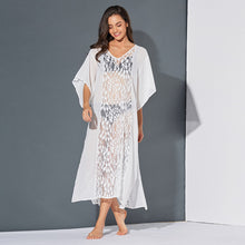 Laden Sie das Bild in den Galerie-Viewer, Wholesale Custom Stylish Split V-neck Sexy Summer Beach White Lace Dress Cover Up
