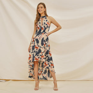 Hot selling Amazon summer sleeveless casual maxi dress floral print