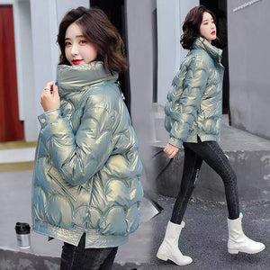 Woman Autumn Winter Wash Free Thick Short Padded Puffy Coat