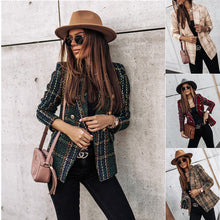 Load image into Gallery viewer, Autumn Winter Plaid Double Breated Short Blazer
