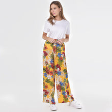 Laden Sie das Bild in den Galerie-Viewer, Loose boho style floral print bandaged summer holiday wear women trousers lady long casual pants
