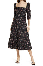 Load image into Gallery viewer, Three Quarter Sleeve Floral Print Cotton Midi Flare Casual Dress
