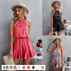 Fashion Sexy Halter Neck Leopard Print Playsuit