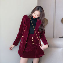 Load image into Gallery viewer, Chic Velvet Blazer Skirt Two Piece Set Suit
