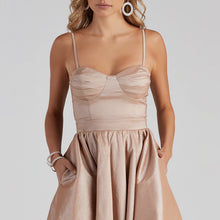 Load image into Gallery viewer, Spaghetti Backless Bustier Ruched Flare Mini Party Evening Dress
