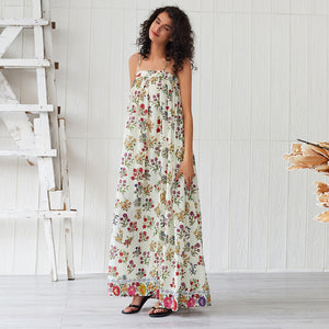 New Summer Clothing Sexy Sleeveless Backless Maxi Dress Floral Print Split Beach Boho Dress